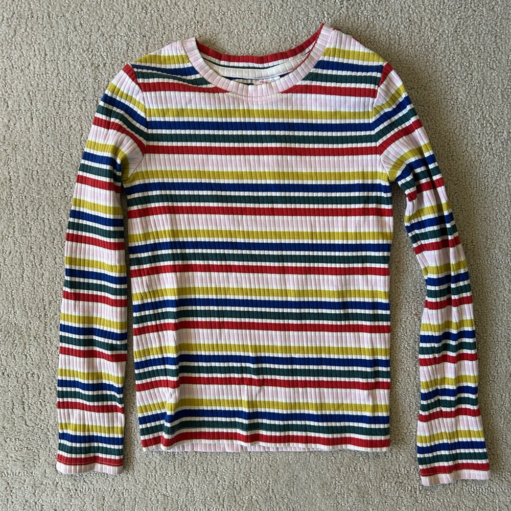 Hanna Andersson ribbed striped rainbow long sleeve t-shirt size 10
